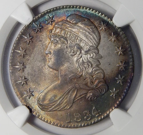 1834 NGC MS65+ LARGE DATE, LARGE LETTERS CAPPED BUST HALF DOLLAR