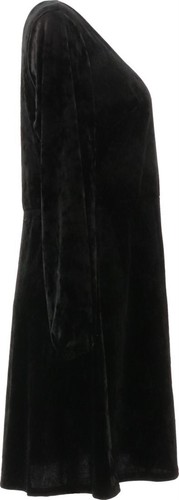 Halston Petite Crushed Velvet Blouson Slv Dress Black PL NWOT (926) - Picture 4 of 5