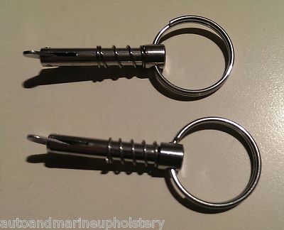 2 Bimini Sun Top Quick Release Pins Stainless Spring Loaded 1/4''