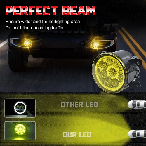 Par de luces antiniebla amarillas LED de conducción aptas para 2016 2017 2018 2019 2020 2021 Honda Civic - Imagen 13 de 14