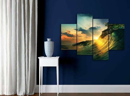 Stretched Wave canvas prints Shining water Sunset Split modern art wall ocean - Picture 4 of 4