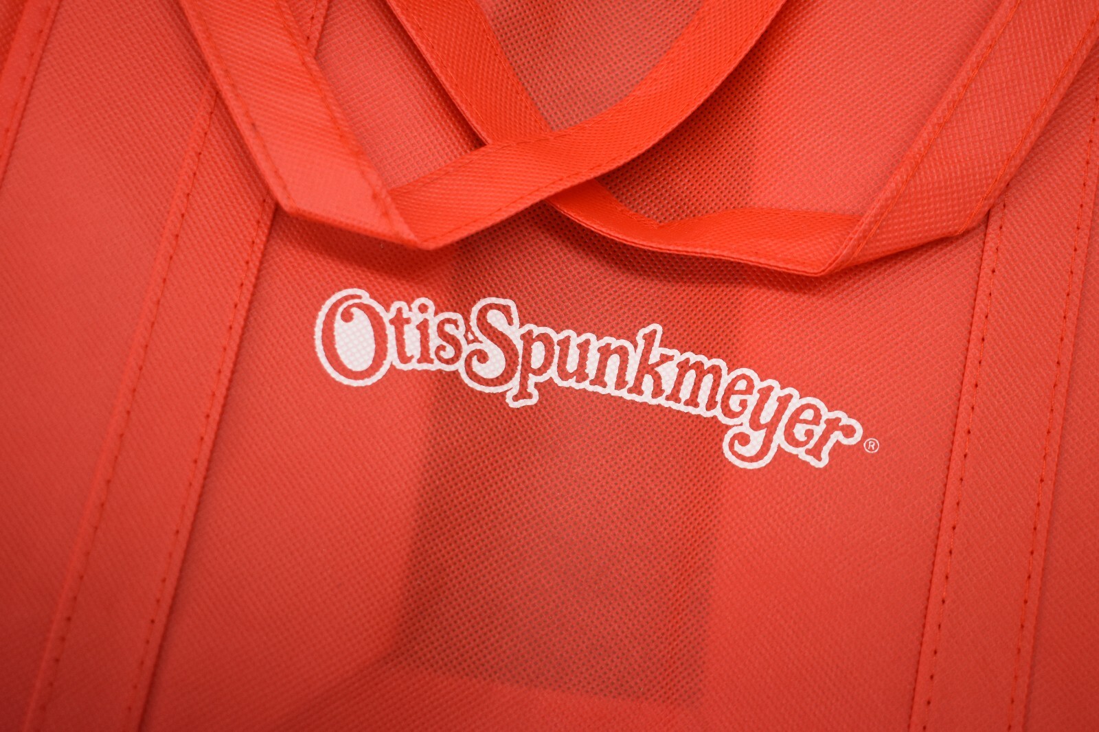 Lot of 10 Otis Spunkmeyer Grocery Tote Bags Red Reusable Heavyweight Set
