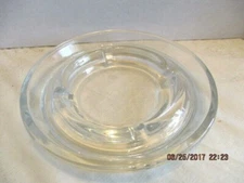 Vintage Round Clear Glass Ashtray With Indented Top Side Rim