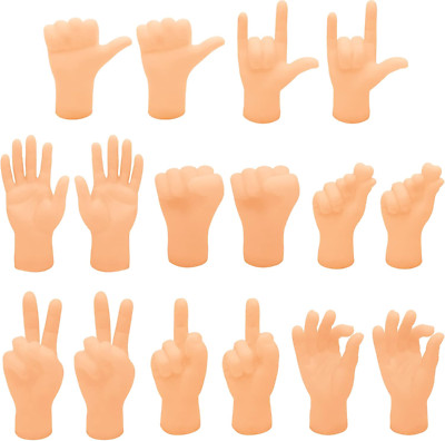 16 Pcs Tiny Finger Hands Mini Rubber Finger Puppets Realistic Little Hand Finger