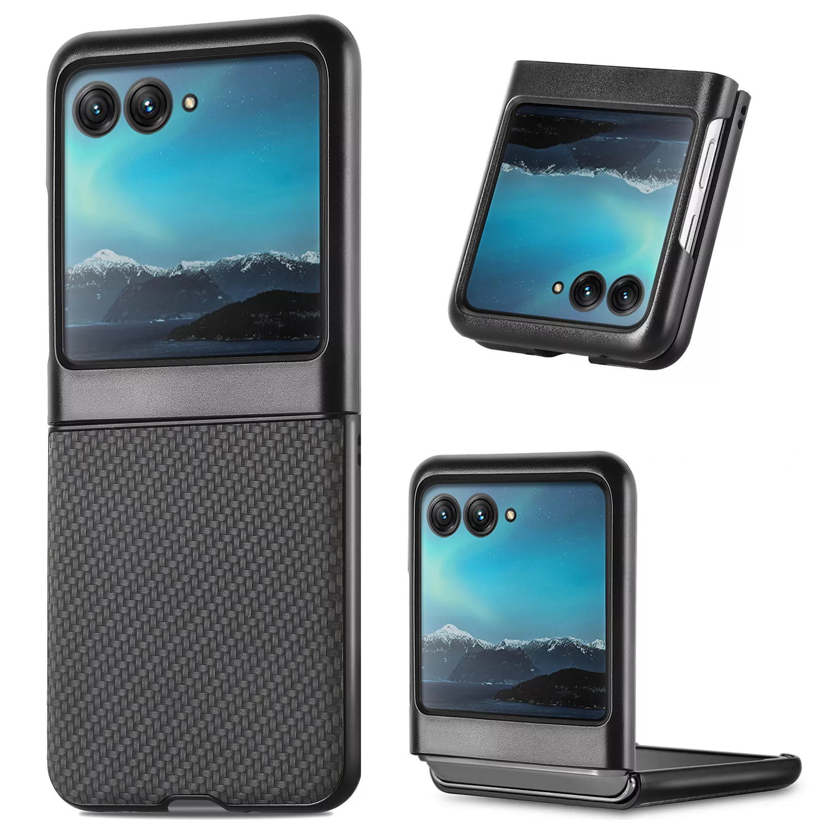 Carbon Fiber Pattern Phone Case For Motorola Razr 50 Ultra 2024 Shockproof Cover