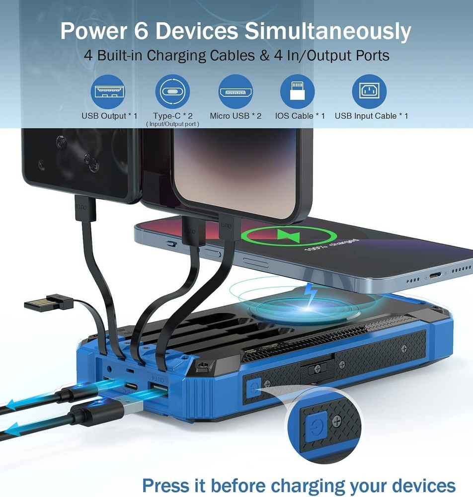 36000mAh Wireless Power Bank with Built-in 4 Cables, 6 Outputs, and 15W Fast Charging – Ultimate Portable Charging Solution for Multiple Devices 36000mAh Wireless Power Bank with Built-in 4 Cables, 6 Outputs, and 15W Fast Charging – Ultimate Portable Charging Solution for Multiple Devices