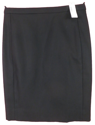 NWT J CREW Womens 100% Cotton Career Straight Pencil Skirt Solid Lined Black 2P