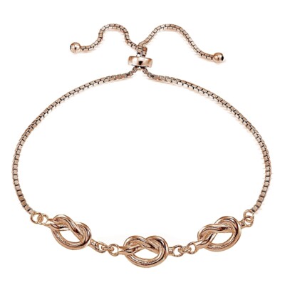 Armband rosegoldfarben über 925 Silber poliert Brezel Love Knot verstellbar
