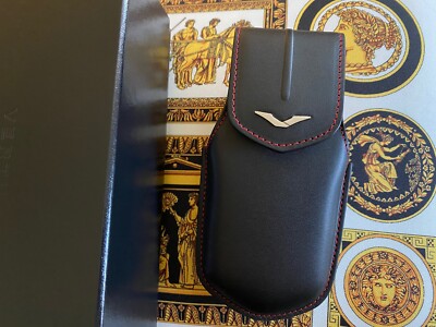 Vertu Ascent Ti Vertical Black and Red Calf leather Case Belt loop Handmade