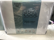 ULTRA COOL LUXURY 4 PIECE QUEEN SIZE SHEET SET 700 THREAD COUNT COLOR WHITE NEW