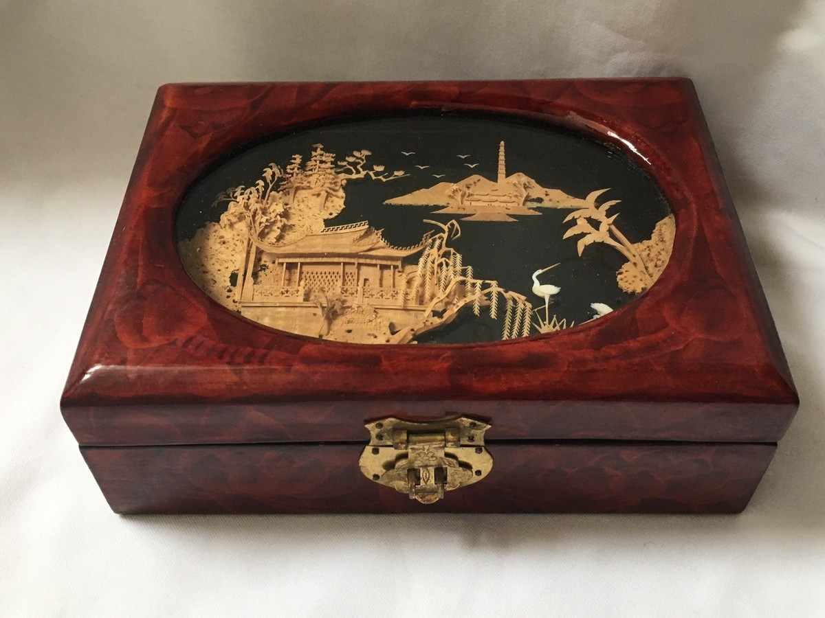 【新品】ビンテージ アクセサリーケース Vintage Large Chinese Jewellery Box With Cork Top Hand Made