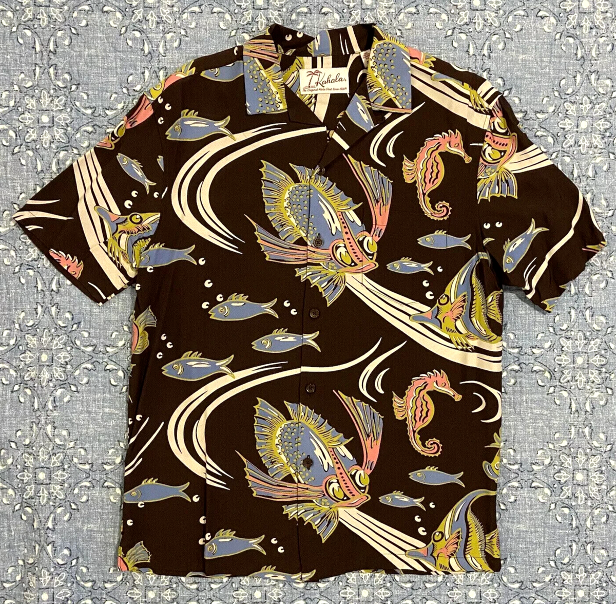 Rare Kahala Atomic Scary Fish Hawaiian Aloha Shirt Avanti