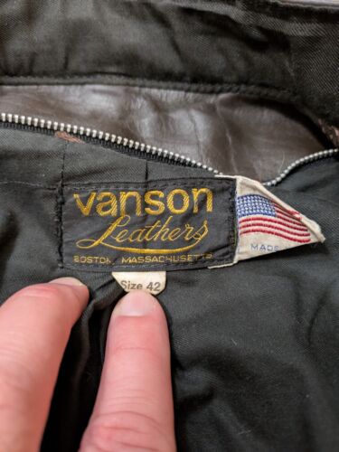 Vanson Leathers Jacket Size 42 Early Cafe Racer Brown Zip R Strip Winter Liner - Picture 3 of 20