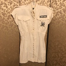 24 HR SALE! Karen Alexander VTG Ivory Military Sailor Mini Dress Size 6 8