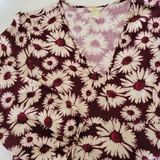 Forever 21 Floral Burgundy Dress Puff Sleeve Sunflowers Womens Size Medium