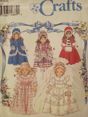 UC Vintage Historical Outfits 18'' Doll Dresses Sewing Pattern Simplicity 8766