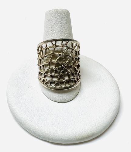 Sterling Silver Filigree Wide Band Ring sz 6.5