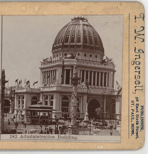 Administration Building Chicago Worlds Fair IL Ingersol Stereoview 1893 - Picture 3 of 5