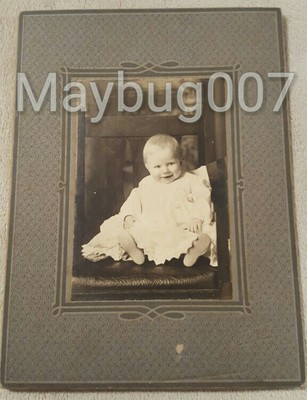 #ad Antique Cabinet Photograph Baby Toddler Child Monett Missouri History Picture $24.92