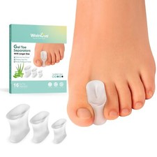 Upgraded Gel Toe Separators   16-Pack Aloe Vera Extract Infused Silicone Toe ...