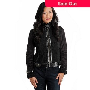 only faux leather shearling jacket