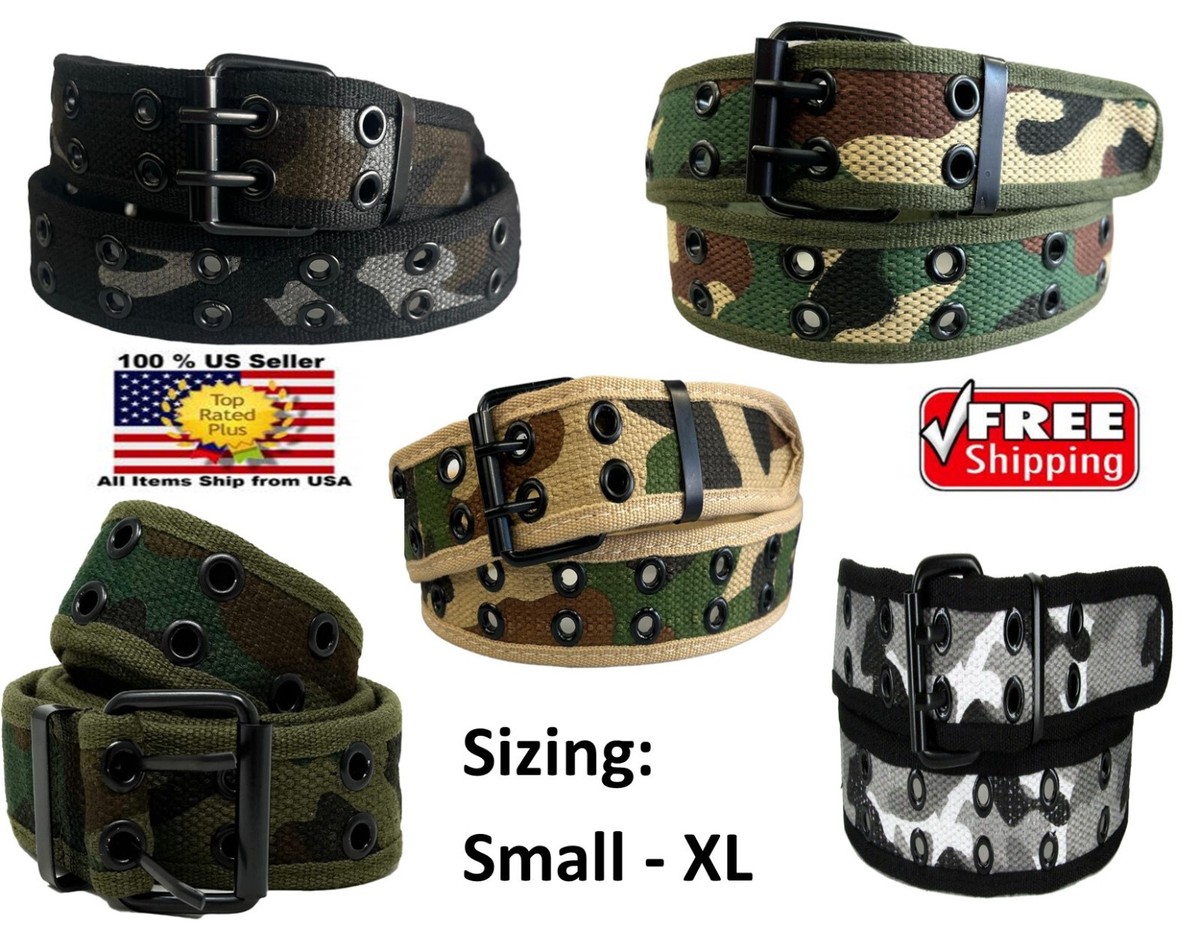 Camouflage Styles Holes Row Grommet Stitched Canvas Fabric Military Web  Belt