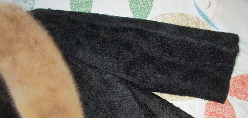 Vintage Womens Black Ribbon Cropped Jacket w/ Mink Collar - Picture 4 of 12