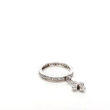 King Baby Studio Cubic Zirconia MB Cross Dangle Ring Fine Silver .925 Size 7