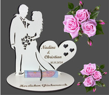 Geldgeschenk Hochzeit personalisiert Namen Holz Geschenk Geld Hochzeitsdeko
