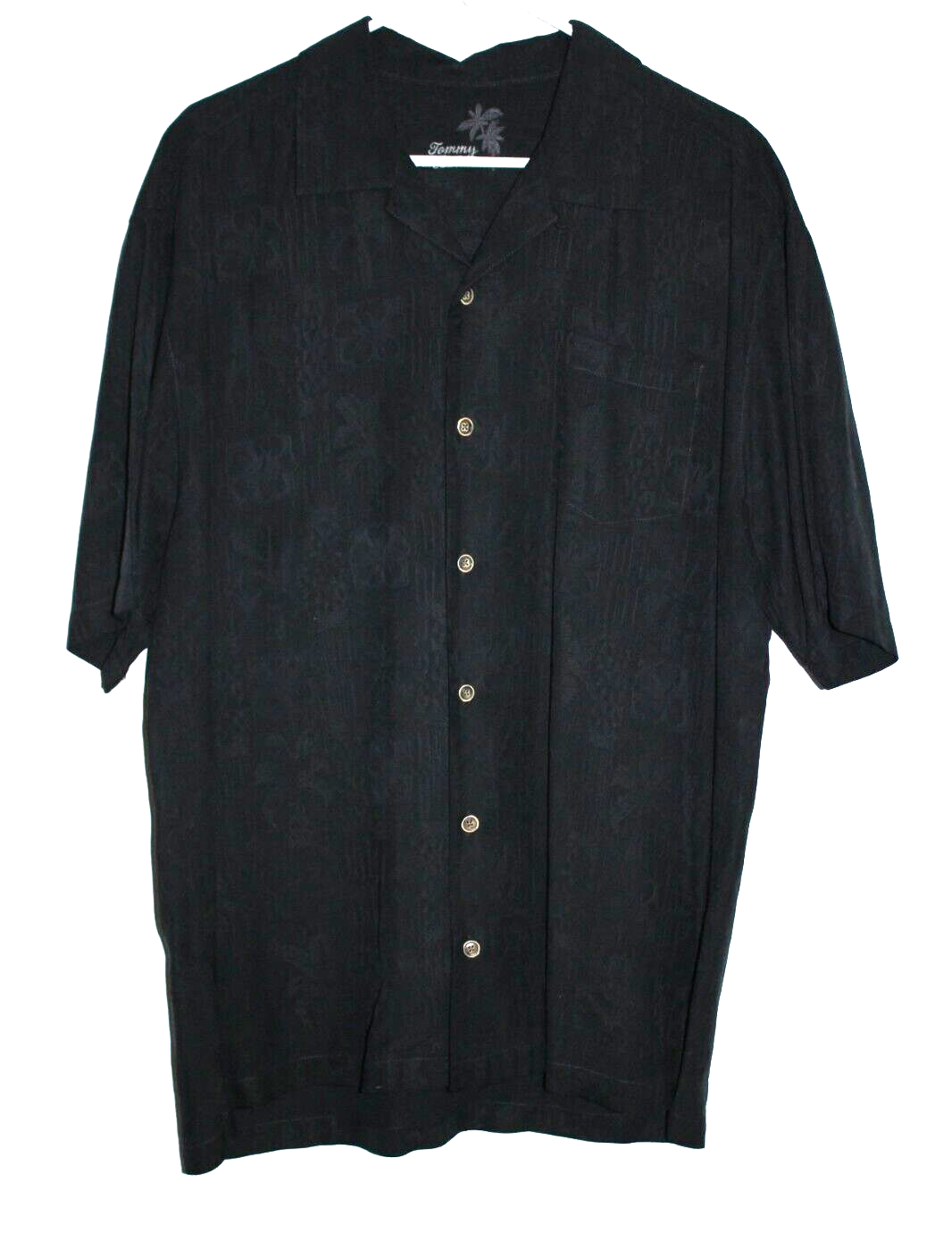 Tommy Bahama Men's 100 Silk Hawaiian Shirt Black Button Front Size Large L eBay