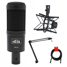 Heil Sound PR40 Studio Microphone, Black with Shockmount, Mount, Cable
