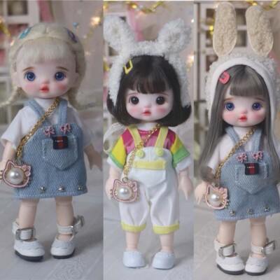 Fashion Doll 1/8 Mini BJD Doll Cute Face Makeup Dress Shoes Wigs Full Set