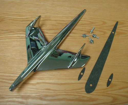 1955 CHEVY CHROME HOOD BIRD ORNAMENT with GASKET NEW