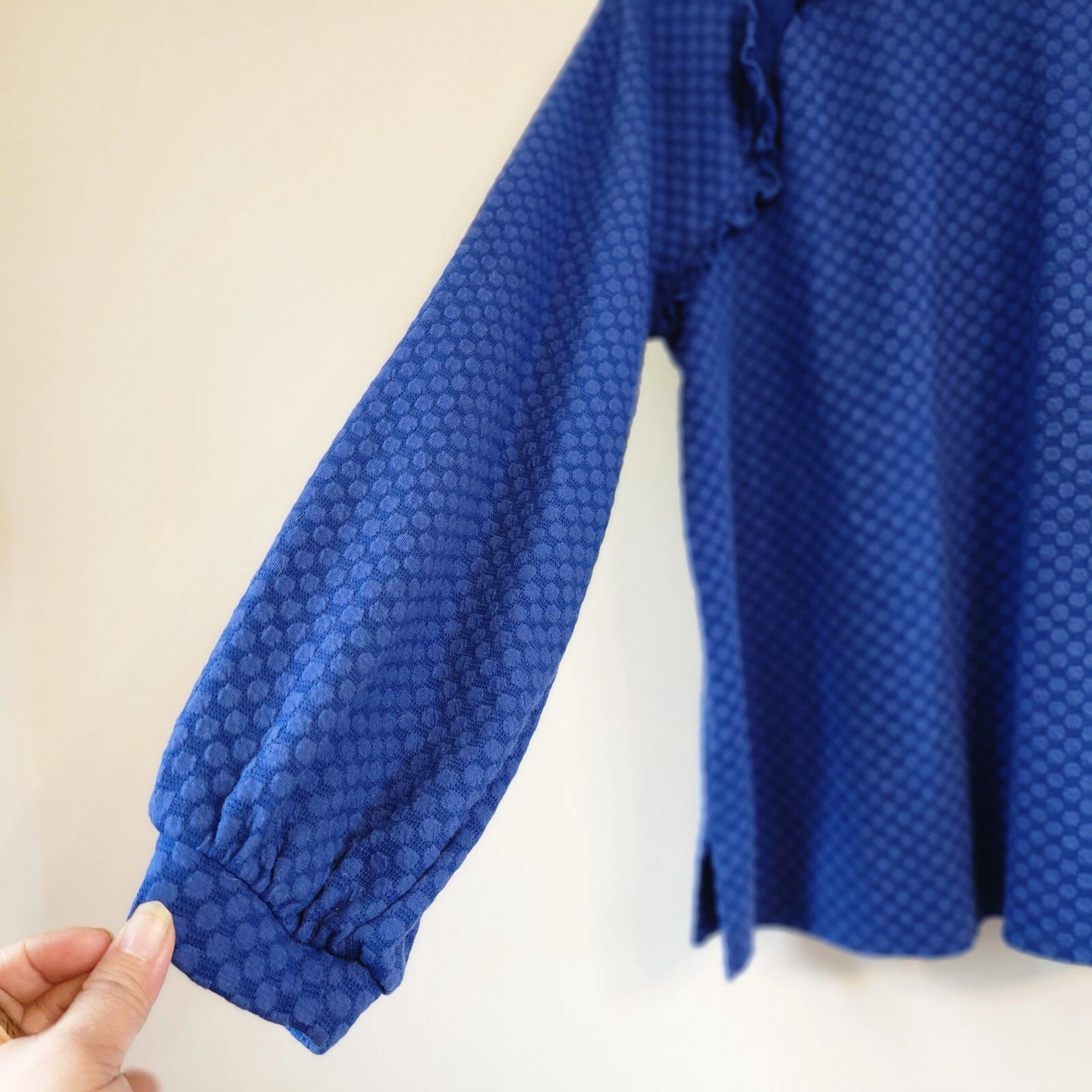 VETEMENTS Felpa Elle blu a pois con volant accento donna L tempo libero casual femminile