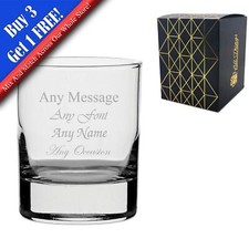 Personalised Engraved 7.75oz/229ml Side Whisky Glass, Any Message, Any Occasion