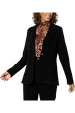 DG2 byDianeGilman Women's Super Stretch Knit Denim Blazer Black