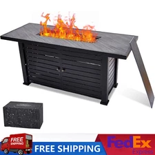 57in Outdoor Propane Gas Fire Pit Table 50000BTU Firepits Patio Backyard w/Cover