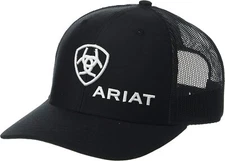 Ariat Mens Richardson 112 Adjustable Snapback Trucker Hat (Black)