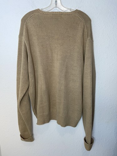 Suéter tejido con cable vintage Polo Ralph Lauren para hombre X-grande mezcla de lino cuello en V - Imagen 2 de 3