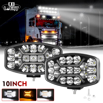 LED Fernscheinwerfer 12V 24V mit Positionslicht E9 Gelb/Weiß Lauf-DRL LKW PKW