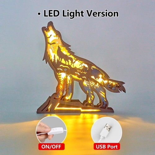 Luz LED de Noche Talla Animales Madera 3D, Lámpara Tallada en Madera Decoración Festival - Imagen 2 de 8