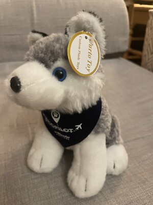 NWT Wolf Husky Dog Soft Plush Stuffed Animal Toy 12  Alaska Airlines Copilot
