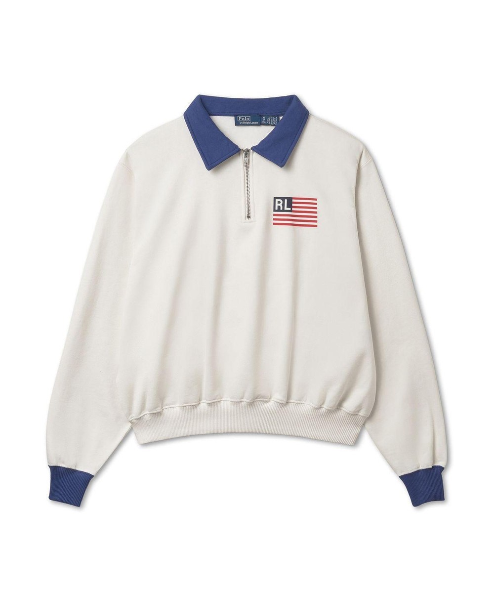 Polo Ralph Lauren Womens Logo Flag Fleece Half Zipper Pool