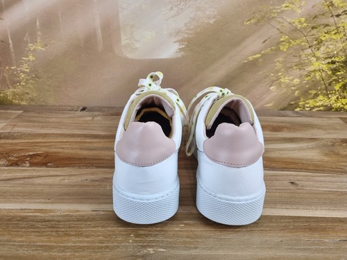 Alba Moda Schuhe Sneaker Damen Größe 35 Mädchen Teenager Weiß Rosa Gelb Schnürer - Bild 4 von 6
