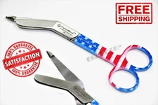 GERMAN GRADE LISTER BANDAGE SCISSORS WITH USA FLAG PATTERN 5.5" NURSE SCISSORS
