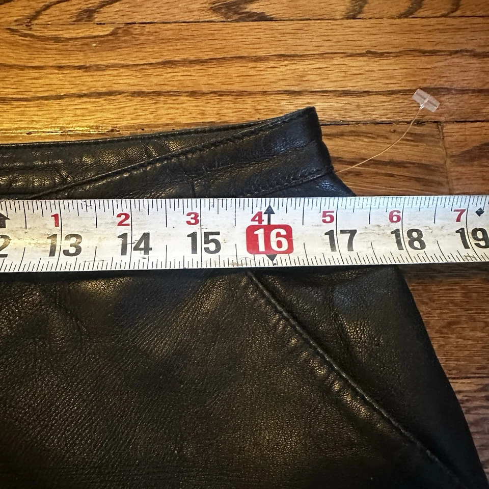 Calça de couro vintage feminina tamanho 14 cintura baixa bootcut marrom flare vaqueira anos 90 - Imagem 4 de 4