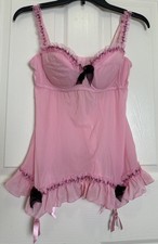 Y2K Vintage Victoria's Secret Lingerie 36C Small Pink Mesh Coquette Fairy