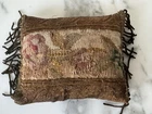 Antique 18th-19th C. Aubusson Tapestry Fragment 6” Pillow W Metallic Trim