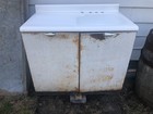 Sears Washboard Farmhouse Porcelain Single Basin Sink and Cabinet, Antique