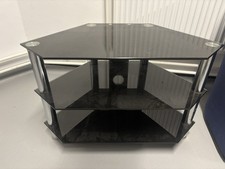 TV Stand Unit Cabinet Black Glass Chrome Modern Furniture